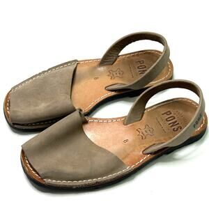 Pons Womens Avarcas Classic Sandal Size 8 Taupe Leather Spanish Handmade Shoe